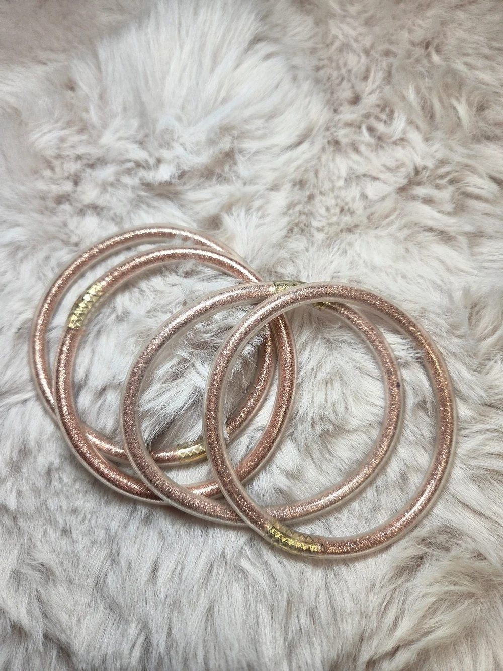 Plunder Four Rose Gold Glitter Rubber Bracelets Beach Jewelry Lake Accessories